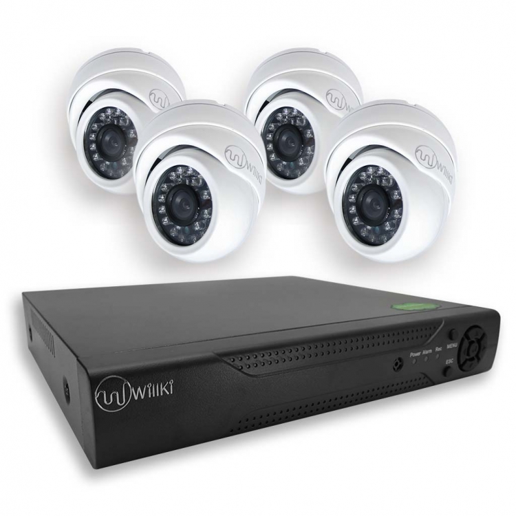 經濟型 白色室內半球 1000線4鏡頭錄影套裝 手機網路遠程視訊監控 數碼儲存 DIY即買即用