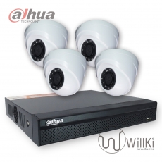 1鏡連主機套裝 Dahua大華 同軸高清1080P 白色室內半球 手機網路遠程視訊監控 數碼儲存 DIY即買即用