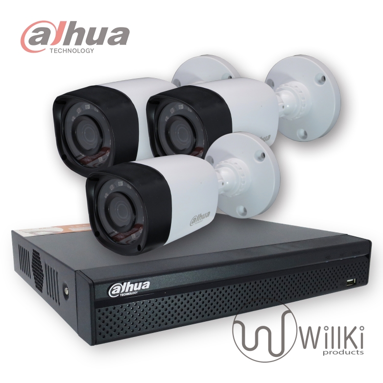 3鏡連主機套裝 Dahua大華 同軸高清1080P 戶外防水 手機網路遠程視訊監控 數碼儲存 DIY即買即用