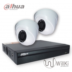 2鏡連主機套裝 Dahua大華 同軸高清1080P 白色室內半球 手機網路遠程視訊監控 數碼儲存 DIY即買即用