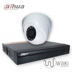 1鏡連主機套裝 Dahua大華 同軸高清1080P 白色室內半球 手機網路遠程視訊監控 數碼儲存 DIY即買即用