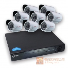 最經濟型 8鏡頭連錄影機套裝 戶外防水1000線 手機網路遠程視訊監控 數碼儲存 DIY即買即用