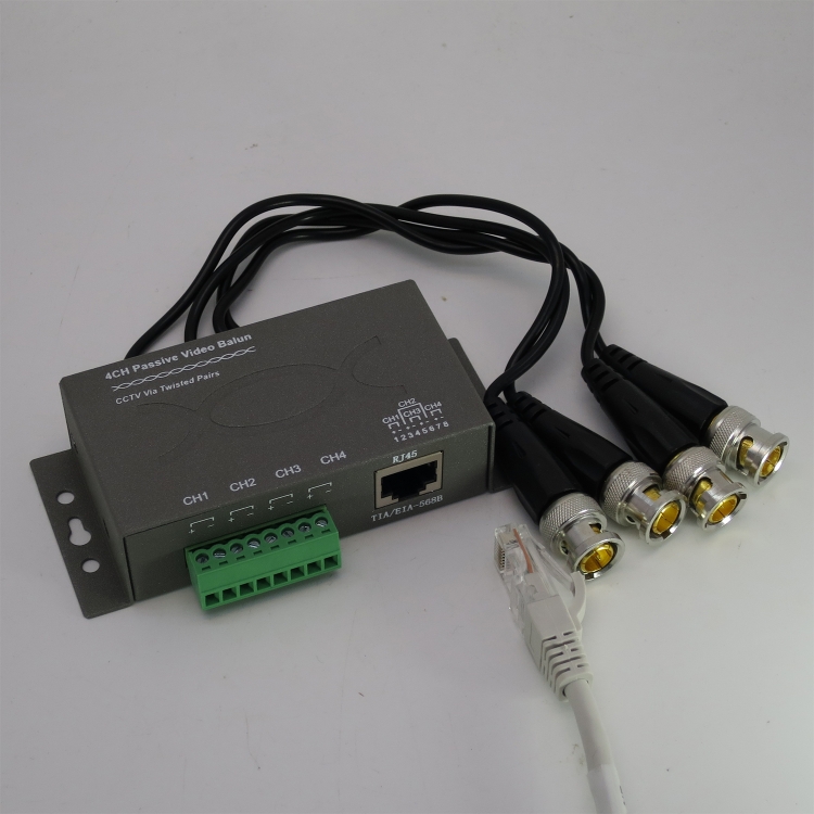 4路 絞線傳輸器 紅+/黑-用易分別線 BNC公頭 支持ot位全高清HD1080P ~500米 工程用