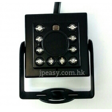 方形迷你鏡頭 紅外線夜視 10LED 隱蔽型攝像機 Mini Camera  1000線 支架方便定位 同軸BNC輸入 DC9-12V