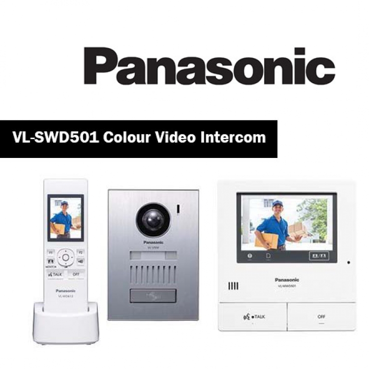 Panasonic 無線視像對講系統 5寸視像室內對講機 內置咪 開門 可視門鈴對講套裝 一拖二 (無線+有線)