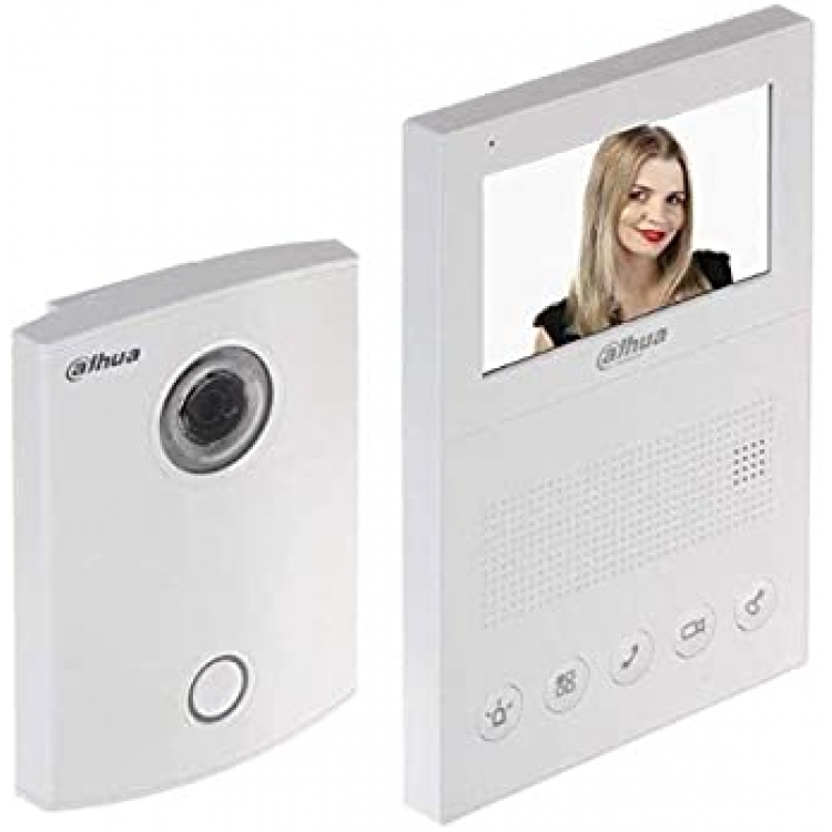 4.3寸按鍵式 視像室內對講機 內置咪 開門 可視門鈴對講套裝 IP54防水 一拖二 Eng Len 