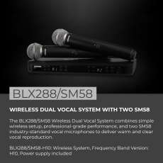 美國 SHURE 雙無線人聲咪系統 BLX88雙通道接 1/4波長天 專業品質人聲話筒振膜