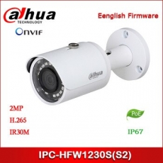 HFW1230S 中小型 高清1080P ip網路鏡 筒型戶外一體 強勁防風防水ip67 PoE供電 30M夜視 Eng