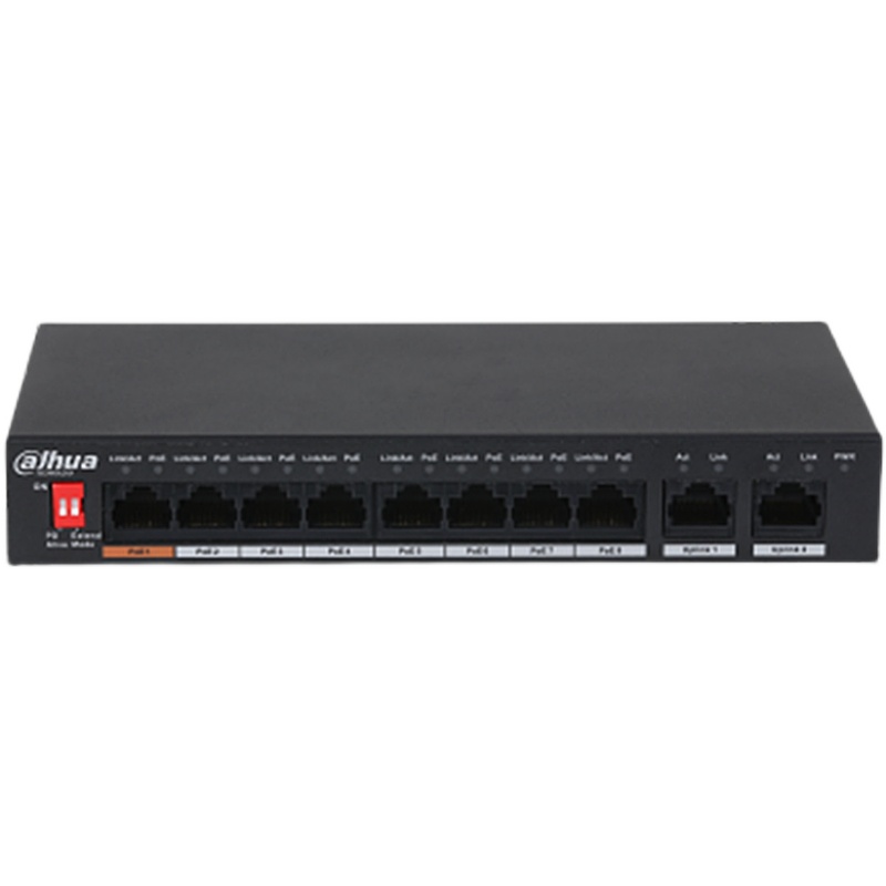 HIKVISION 8PoE高功率 桌上型交換器 8位+2位 80W 8 x Gigabit PoE ports, 2 x Gigabit SFP fiber optical ports, IEEE 802.3at/af)