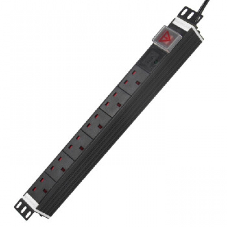 PDU電源插座英標排插 19英寸機櫃專用 多功能13A工程排插拖線板 6位 2米線 英標插頭 防雷濾波